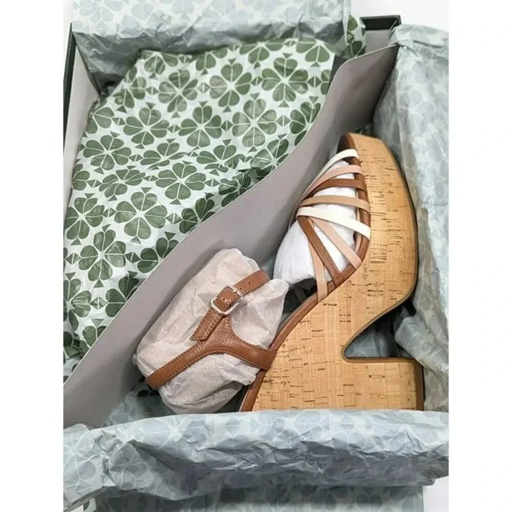 Kate Spade Women's Glow Leather Dressy Platforms Multi Toast Size 10 (MSRP $228)